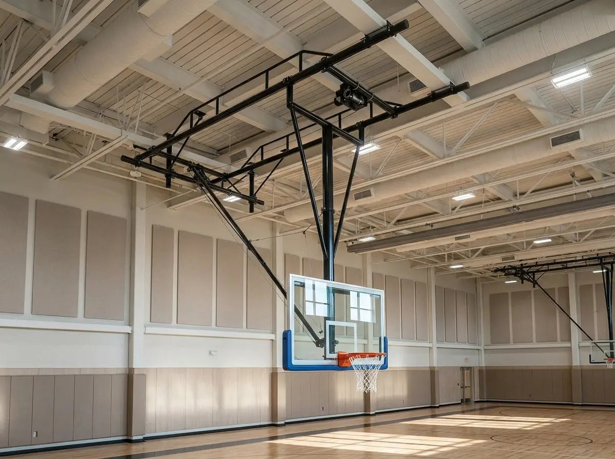 Tavana Katlanır Motorlu Basketbol Potası | Nizami Ölçü Profesyonel Sistem Saha Ekipmanları