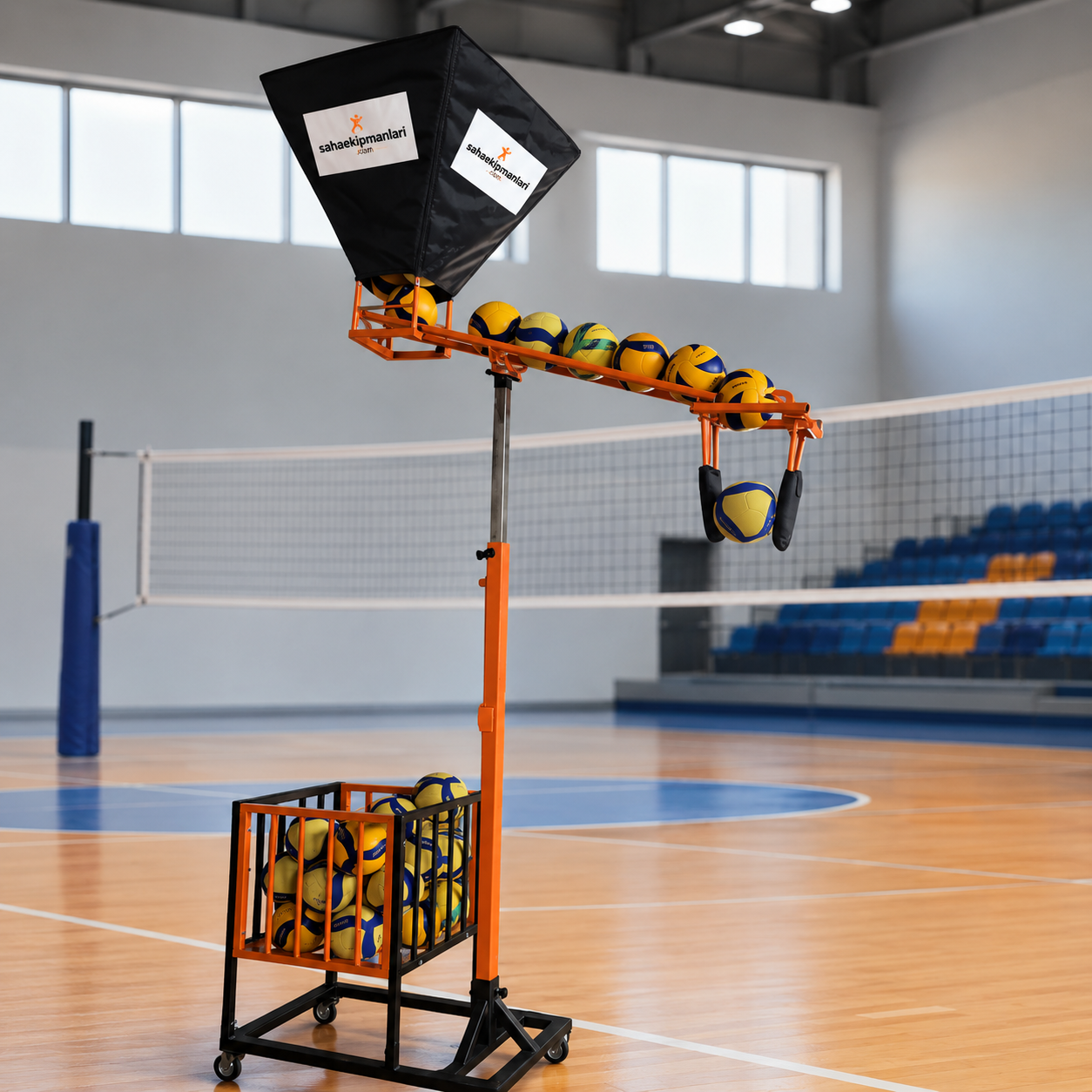 Profesyonel Voleybol Smaç Makinesi | Ayarlanabilir Yükseklik ve Top Hazneli